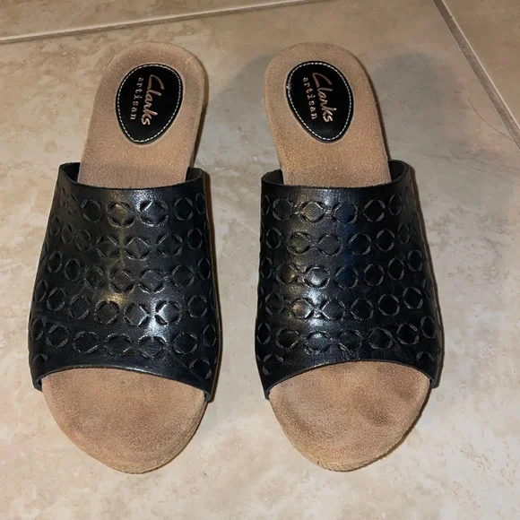 Clarks Shoes Clarks Artisan Caslynn Dylan Black Leather Wedge